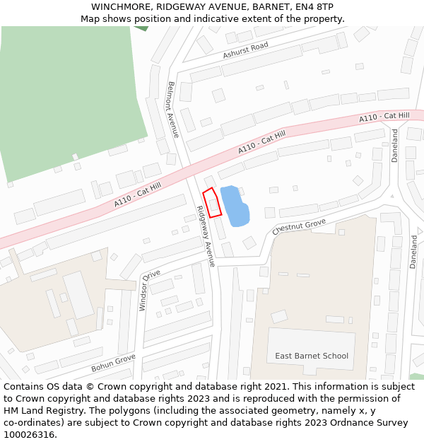 WINCHMORE, RIDGEWAY AVENUE, BARNET, EN4 8TP: Location map and indicative extent of plot