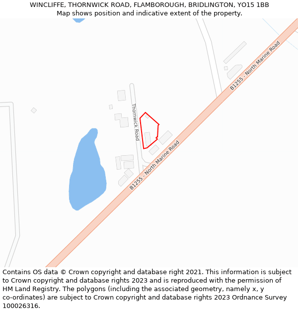 WINCLIFFE, THORNWICK ROAD, FLAMBOROUGH, BRIDLINGTON, YO15 1BB: Location map and indicative extent of plot