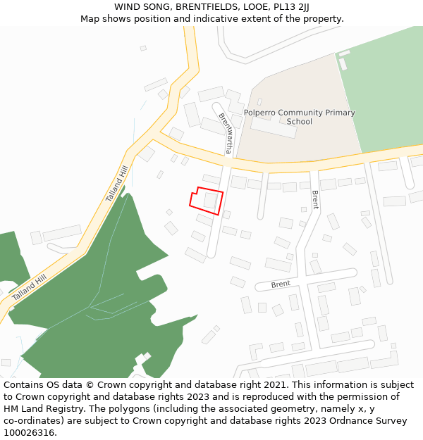 WIND SONG, BRENTFIELDS, LOOE, PL13 2JJ: Location map and indicative extent of plot