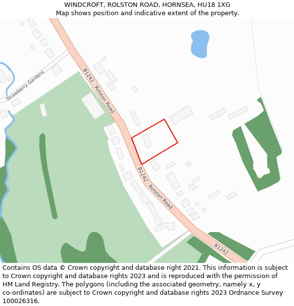 WINDCROFT, ROLSTON ROAD, HORNSEA, HU18 1XG: Location map and indicative extent of plot