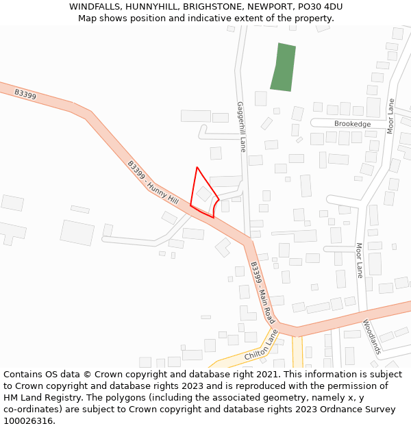 WINDFALLS, HUNNYHILL, BRIGHSTONE, NEWPORT, PO30 4DU: Location map and indicative extent of plot