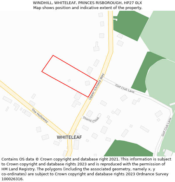 WINDHILL, WHITELEAF, PRINCES RISBOROUGH, HP27 0LX: Location map and indicative extent of plot