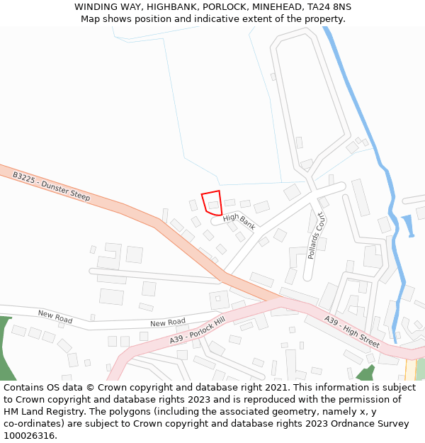 WINDING WAY, HIGHBANK, PORLOCK, MINEHEAD, TA24 8NS: Location map and indicative extent of plot