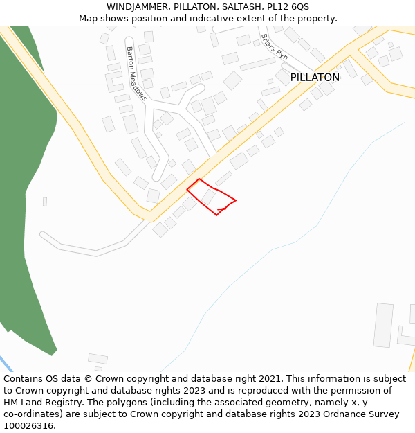 WINDJAMMER, PILLATON, SALTASH, PL12 6QS: Location map and indicative extent of plot
