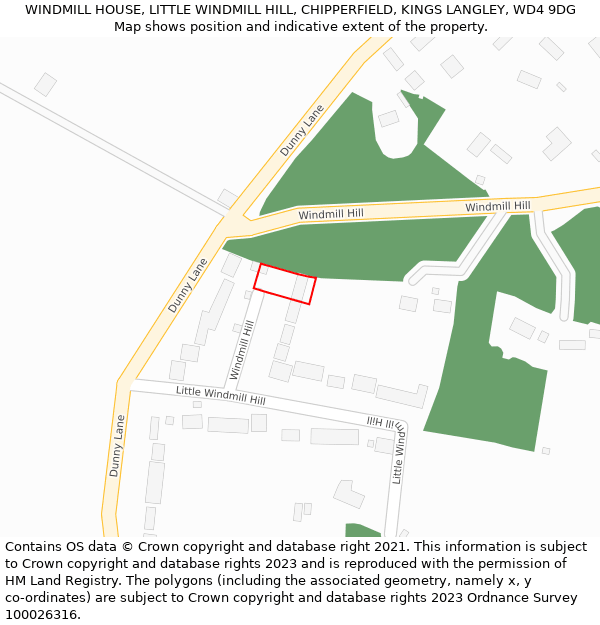 WINDMILL HOUSE, LITTLE WINDMILL HILL, CHIPPERFIELD, KINGS LANGLEY, WD4 9DG: Location map and indicative extent of plot