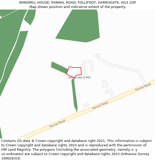 WINDMILL HOUSE, PANNAL ROAD, FOLLIFOOT, HARROGATE, HG3 1DP: Location map and indicative extent of plot