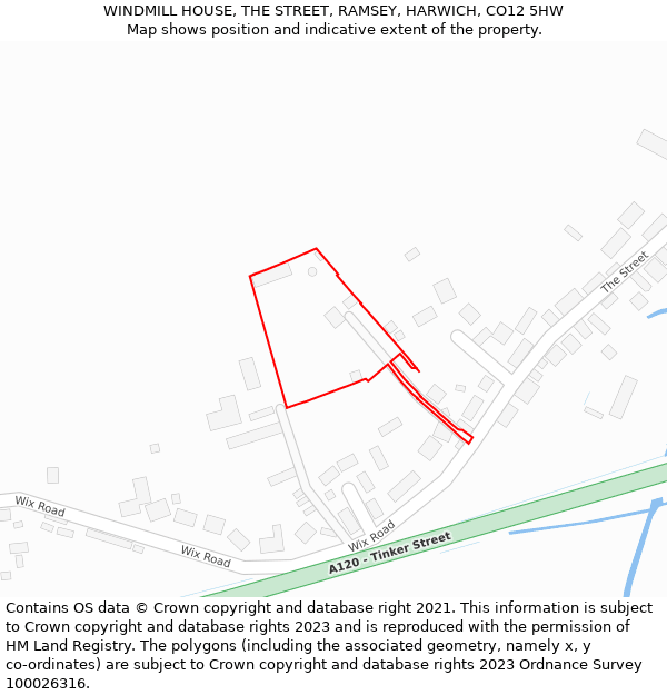 WINDMILL HOUSE, THE STREET, RAMSEY, HARWICH, CO12 5HW: Location map and indicative extent of plot