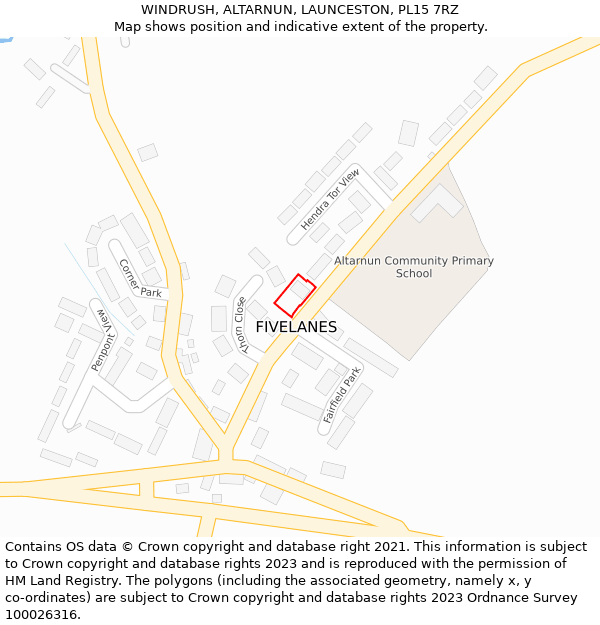 WINDRUSH, ALTARNUN, LAUNCESTON, PL15 7RZ: Location map and indicative extent of plot