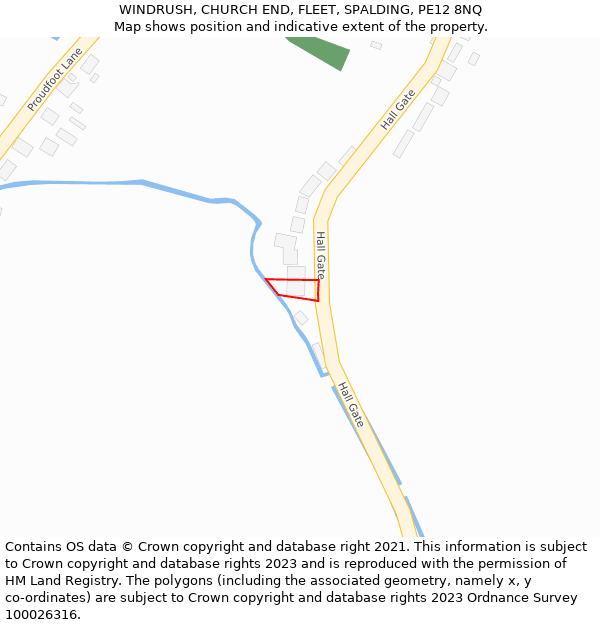 WINDRUSH, CHURCH END, FLEET, SPALDING, PE12 8NQ: Location map and indicative extent of plot