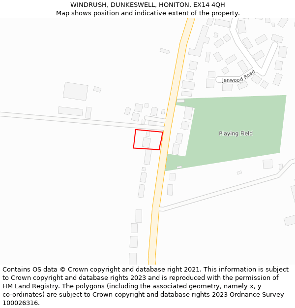 WINDRUSH, DUNKESWELL, HONITON, EX14 4QH: Location map and indicative extent of plot