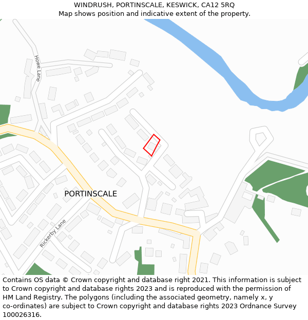 WINDRUSH, PORTINSCALE, KESWICK, CA12 5RQ: Location map and indicative extent of plot