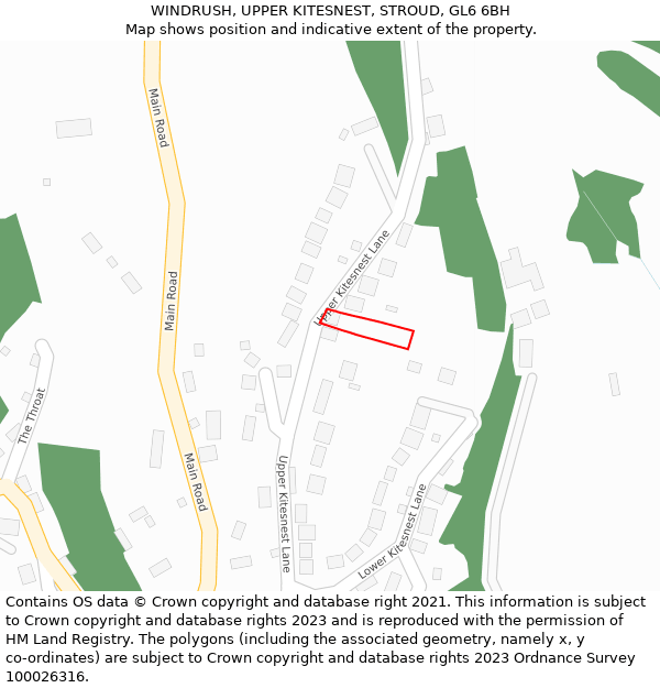 WINDRUSH, UPPER KITESNEST, STROUD, GL6 6BH: Location map and indicative extent of plot