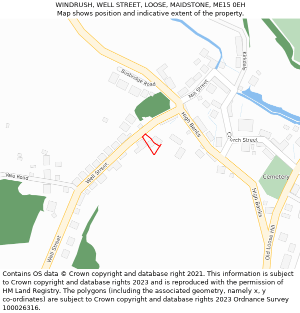 WINDRUSH, WELL STREET, LOOSE, MAIDSTONE, ME15 0EH: Location map and indicative extent of plot