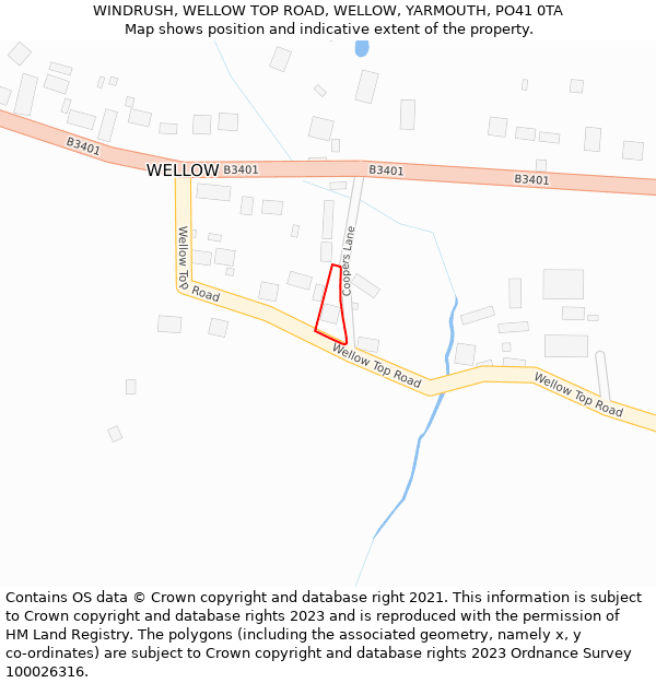 WINDRUSH, WELLOW TOP ROAD, WELLOW, YARMOUTH, PO41 0TA: Location map and indicative extent of plot