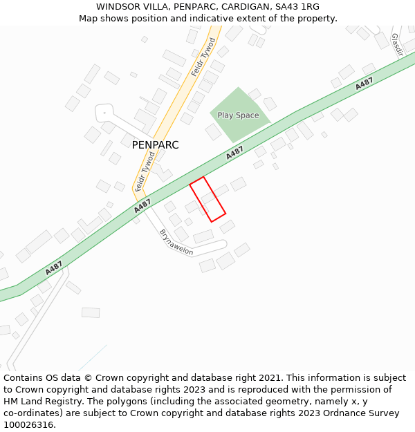 WINDSOR VILLA, PENPARC, CARDIGAN, SA43 1RG: Location map and indicative extent of plot