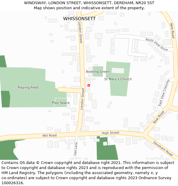 WINDSWAY, LONDON STREET, WHISSONSETT, DEREHAM, NR20 5ST: Location map and indicative extent of plot