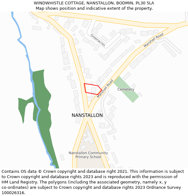 WINDWHISTLE COTTAGE, NANSTALLON, BODMIN, PL30 5LA: Location map and indicative extent of plot
