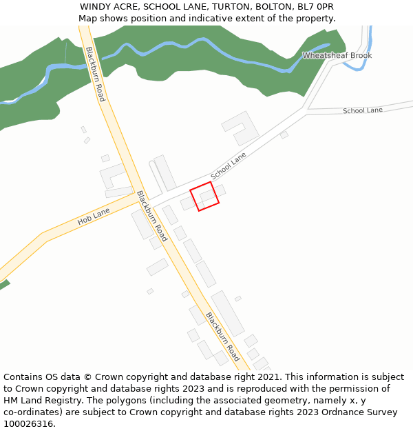 WINDY ACRE, SCHOOL LANE, TURTON, BOLTON, BL7 0PR: Location map and indicative extent of plot