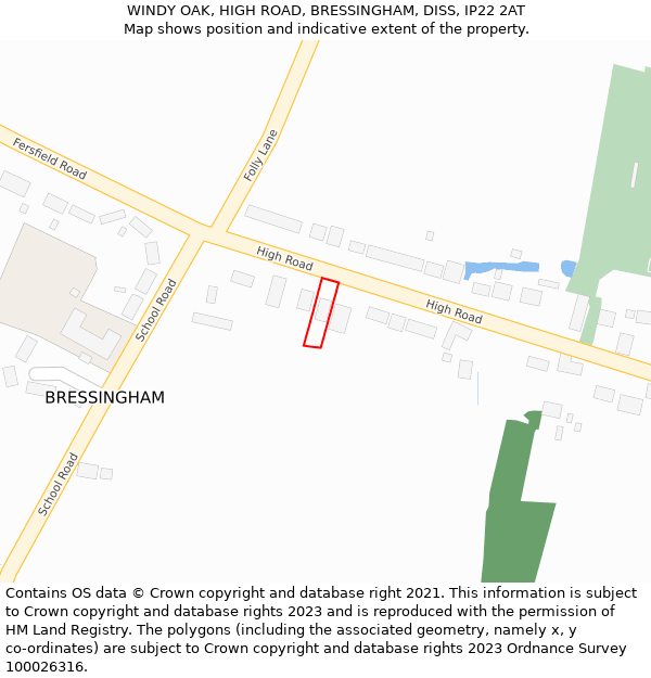 WINDY OAK, HIGH ROAD, BRESSINGHAM, DISS, IP22 2AT: Location map and indicative extent of plot