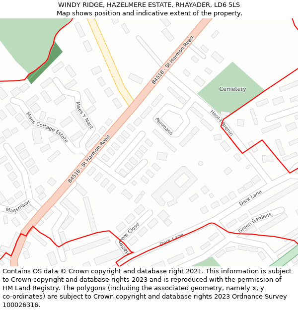 WINDY RIDGE, HAZELMERE ESTATE, RHAYADER, LD6 5LS: Location map and indicative extent of plot