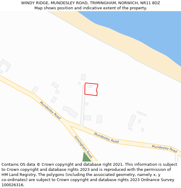 WINDY RIDGE, MUNDESLEY ROAD, TRIMINGHAM, NORWICH, NR11 8DZ: Location map and indicative extent of plot