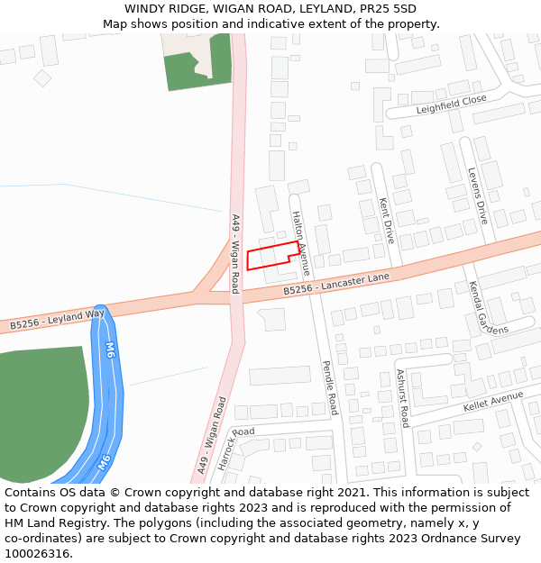 WINDY RIDGE, WIGAN ROAD, LEYLAND, PR25 5SD: Location map and indicative extent of plot