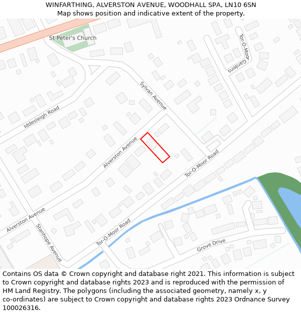 WINFARTHING, ALVERSTON AVENUE, WOODHALL SPA, LN10 6SN: Location map and indicative extent of plot