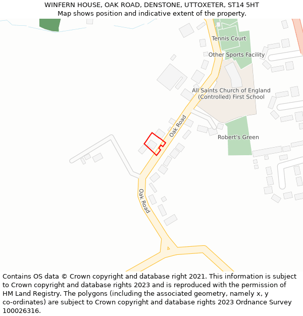 WINFERN HOUSE, OAK ROAD, DENSTONE, UTTOXETER, ST14 5HT: Location map and indicative extent of plot