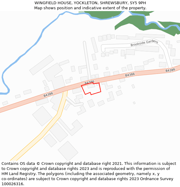 WINGFIELD HOUSE, YOCKLETON, SHREWSBURY, SY5 9PH: Location map and indicative extent of plot