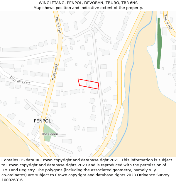 WINGLETANG, PENPOL, DEVORAN, TRURO, TR3 6NS: Location map and indicative extent of plot