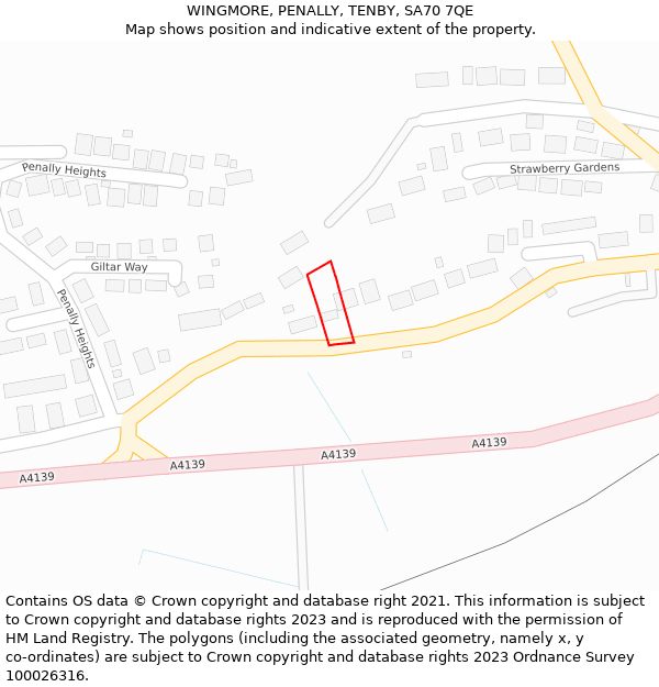 WINGMORE, PENALLY, TENBY, SA70 7QE: Location map and indicative extent of plot