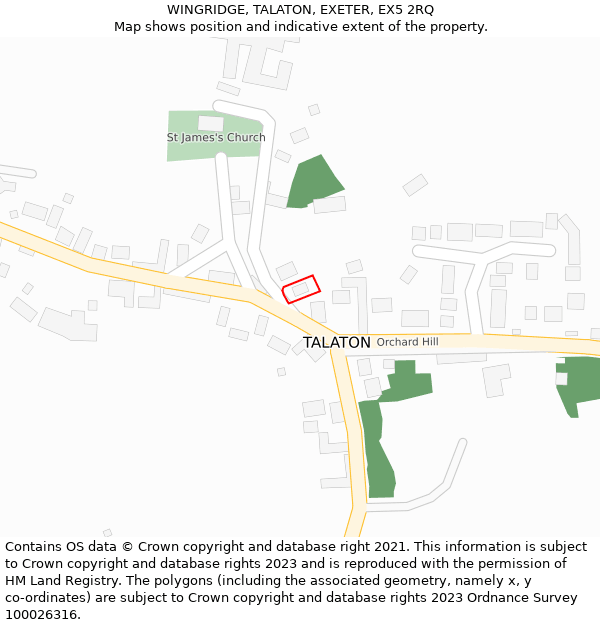 WINGRIDGE, TALATON, EXETER, EX5 2RQ: Location map and indicative extent of plot