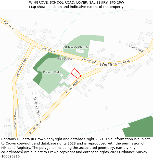 WINGROVE, SCHOOL ROAD, LOVER, SALISBURY, SP5 2PW: Location map and indicative extent of plot