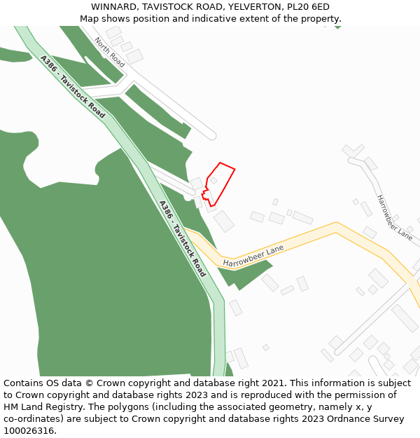 WINNARD, TAVISTOCK ROAD, YELVERTON, PL20 6ED: Location map and indicative extent of plot