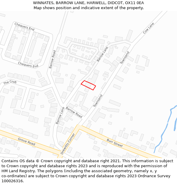 WINNATES, BARROW LANE, HARWELL, DIDCOT, OX11 0EA: Location map and indicative extent of plot