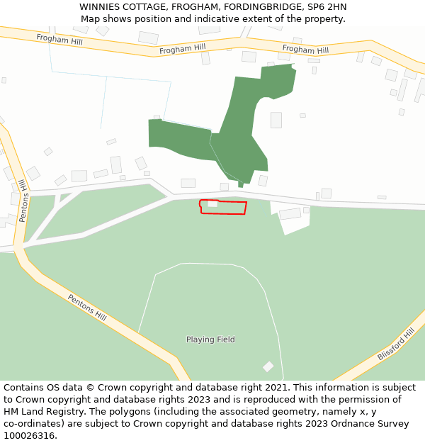 WINNIES COTTAGE, FROGHAM, FORDINGBRIDGE, SP6 2HN: Location map and indicative extent of plot