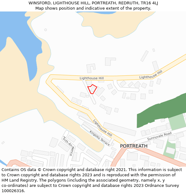 WINSFORD, LIGHTHOUSE HILL, PORTREATH, REDRUTH, TR16 4LJ: Location map and indicative extent of plot