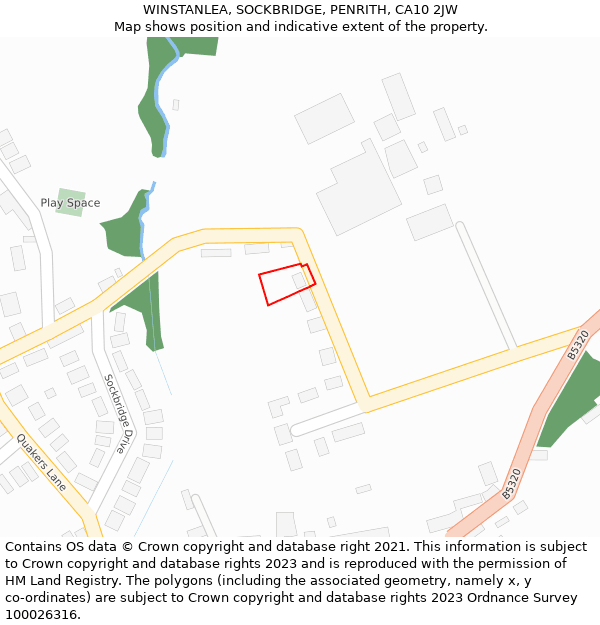 WINSTANLEA, SOCKBRIDGE, PENRITH, CA10 2JW: Location map and indicative extent of plot