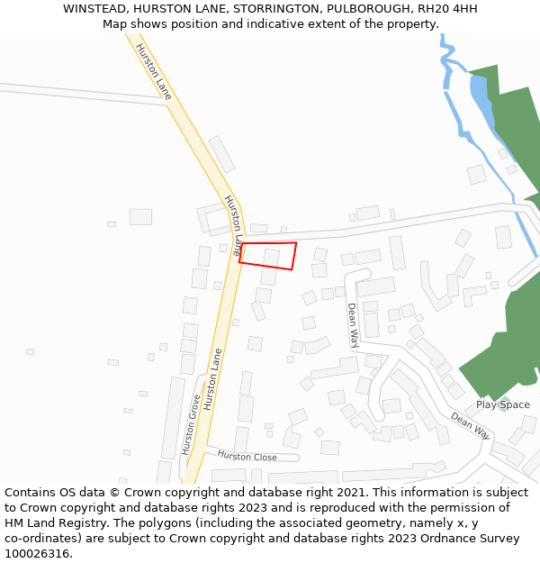 WINSTEAD, HURSTON LANE, STORRINGTON, PULBOROUGH, RH20 4HH: Location map and indicative extent of plot