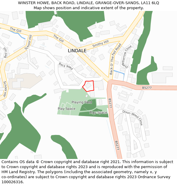 WINSTER HOWE, BACK ROAD, LINDALE, GRANGE-OVER-SANDS, LA11 6LQ: Location map and indicative extent of plot