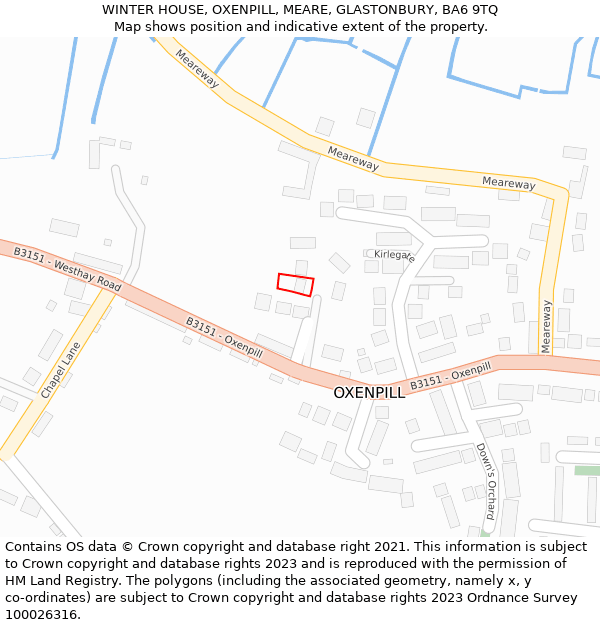 WINTER HOUSE, OXENPILL, MEARE, GLASTONBURY, BA6 9TQ: Location map and indicative extent of plot