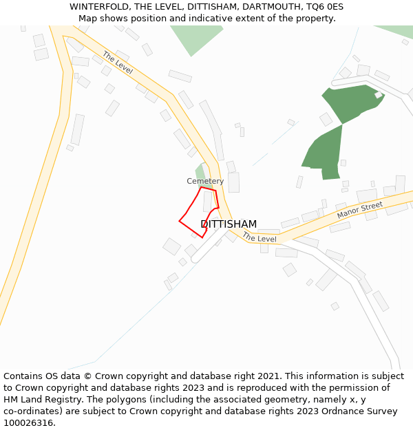 WINTERFOLD, THE LEVEL, DITTISHAM, DARTMOUTH, TQ6 0ES: Location map and indicative extent of plot