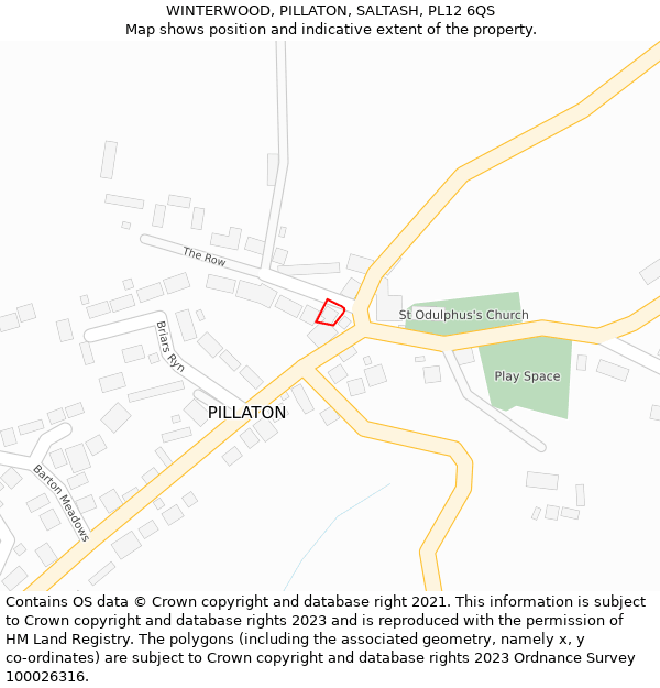 WINTERWOOD, PILLATON, SALTASH, PL12 6QS: Location map and indicative extent of plot