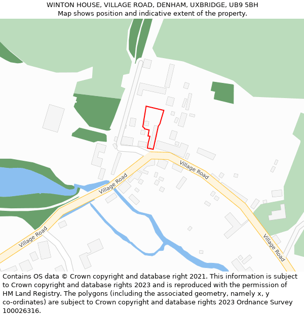 WINTON HOUSE, VILLAGE ROAD, DENHAM, UXBRIDGE, UB9 5BH: Location map and indicative extent of plot