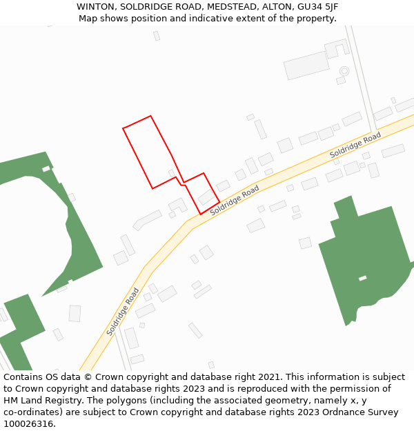 WINTON, SOLDRIDGE ROAD, MEDSTEAD, ALTON, GU34 5JF: Location map and indicative extent of plot
