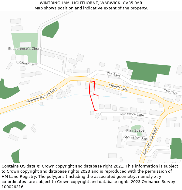 WINTRINGHAM, LIGHTHORNE, WARWICK, CV35 0AR: Location map and indicative extent of plot