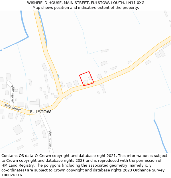 WISHFIELD HOUSE, MAIN STREET, FULSTOW, LOUTH, LN11 0XG: Location map and indicative extent of plot