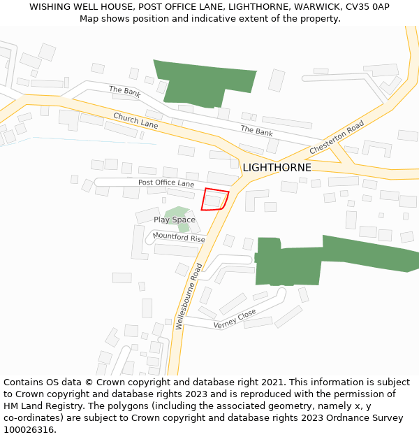 WISHING WELL HOUSE, POST OFFICE LANE, LIGHTHORNE, WARWICK, CV35 0AP: Location map and indicative extent of plot