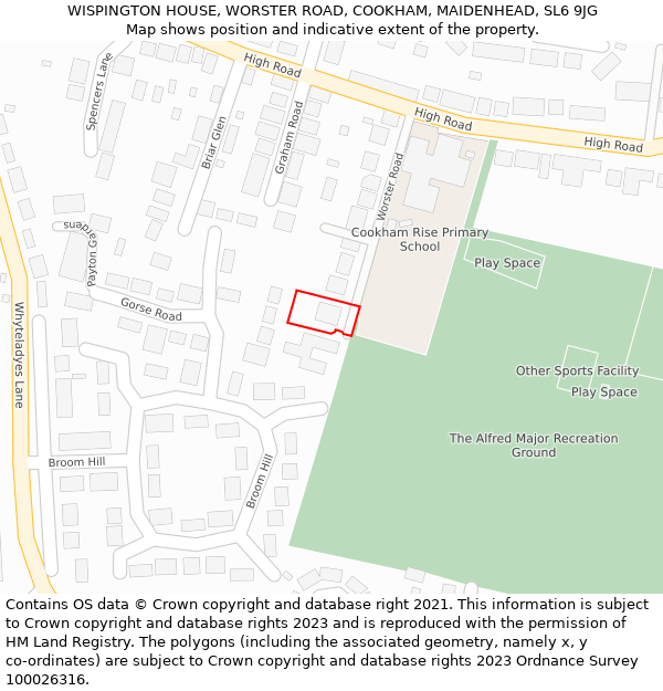 WISPINGTON HOUSE, WORSTER ROAD, COOKHAM, MAIDENHEAD, SL6 9JG: Location map and indicative extent of plot