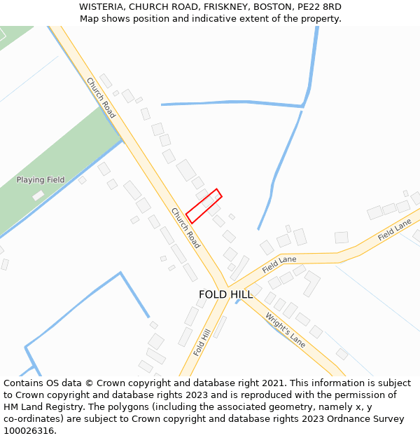 WISTERIA, CHURCH ROAD, FRISKNEY, BOSTON, PE22 8RD: Location map and indicative extent of plot